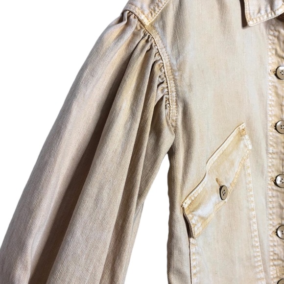 Ulla Johnson | NWOT Griffin Oversized Puff Sleeve Denim Jacket Khaki Yellow P/0 - Picture 7 of 8